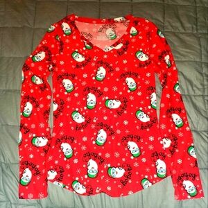 Holiday Santa Claus Print Pajama Top